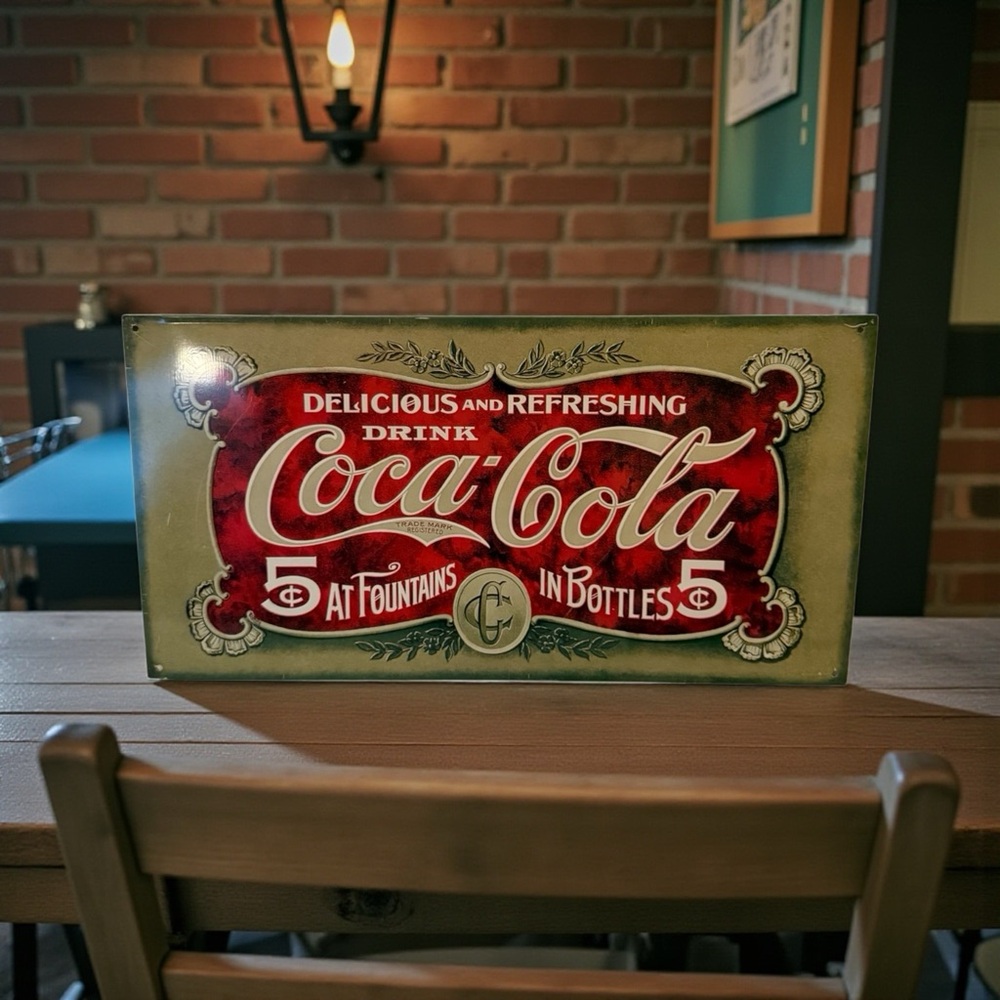 Vintage Coca Cola Delious And Refreshing Metal Sign